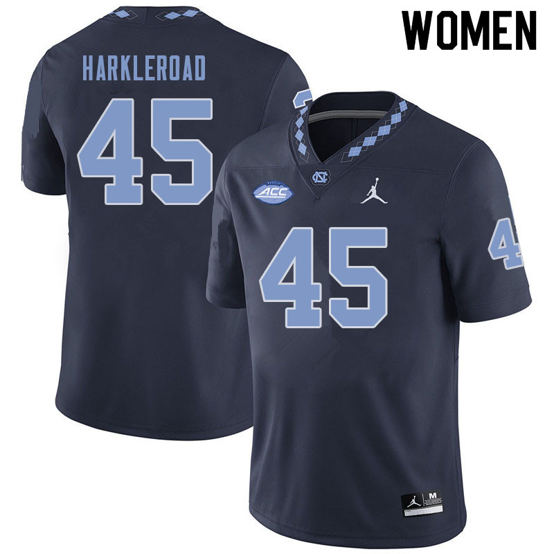 Women #45 Jake Harkleroad North Carolina Tar Heels College Football Jerseys Sale-Navy